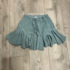 Entro Womens Size M Green Ruffled Skort Drawstring Waist